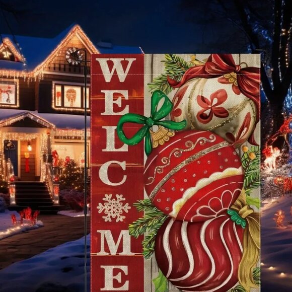 Other - 1pc 12"X18" Christmas Welcome Garden Flag with Bulbs